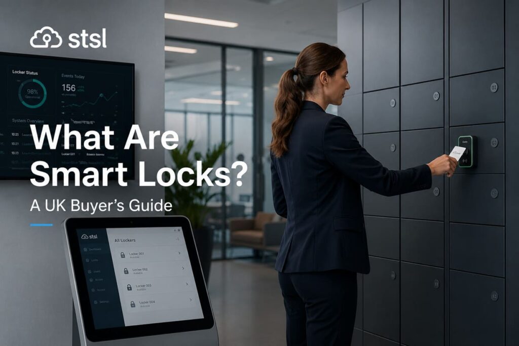 STSL GoTo smart lock opened with an RFID card on a modern office locker