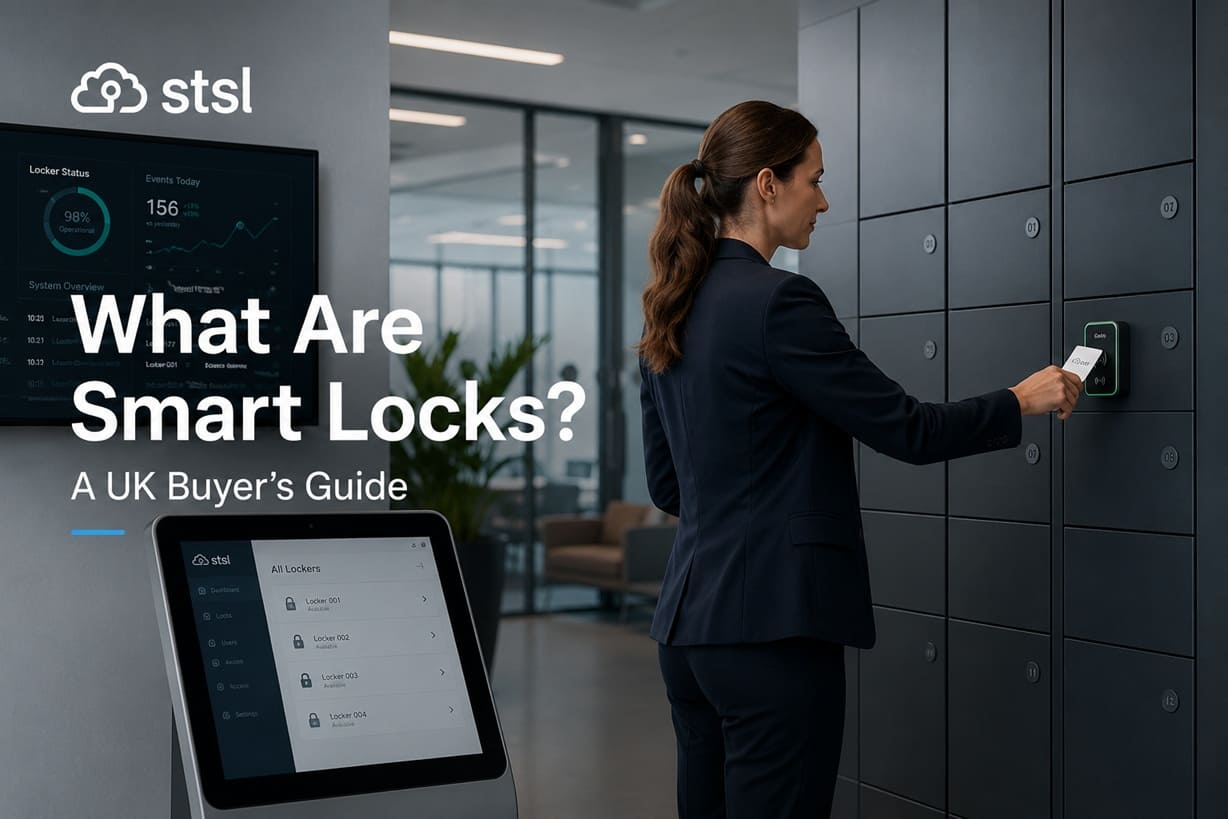 STSL GoTo smart lock opened with an RFID card on a modern office locker